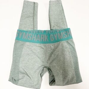 Gymshark Gray Leggings with Teal Waistband